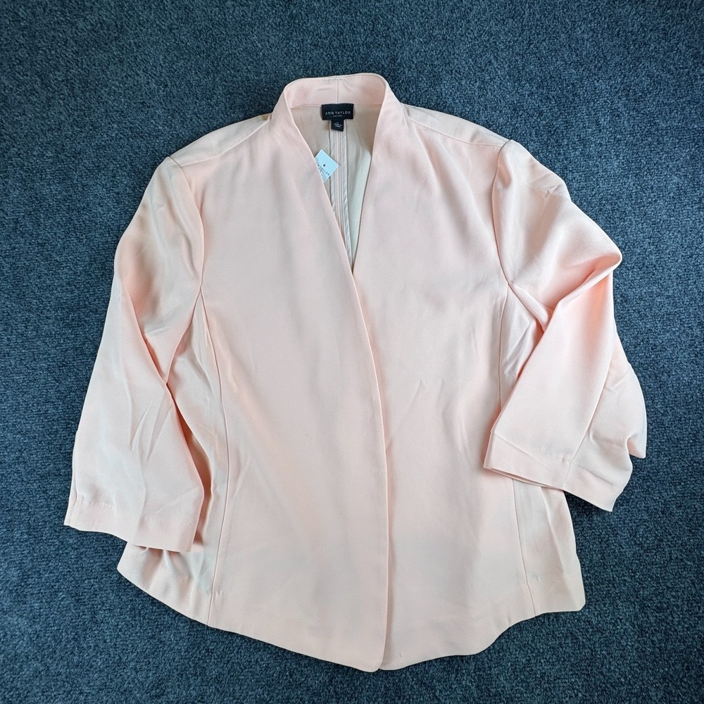 Ann Taylor Factory Blazer Jacket Womens XL Light Pink Crepe Casual Open Front